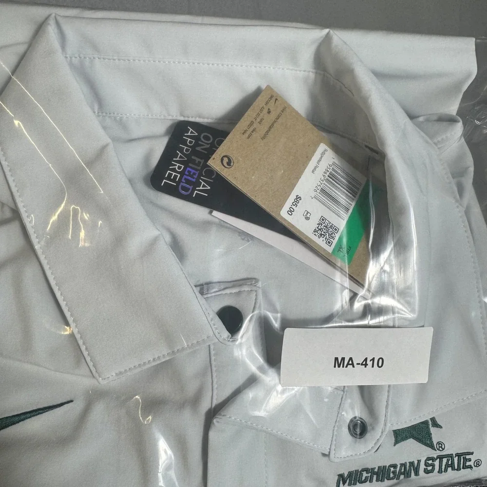 Nike Michigan State Spartans Dri-Fit On Field Polo White DN5626-100 Mens XL